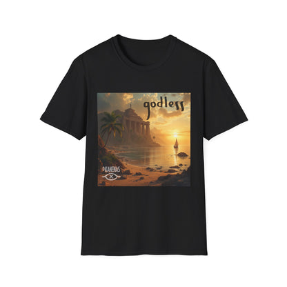 Godless Sunset Graphic T-Shirt — Vintage Beach Temple Design