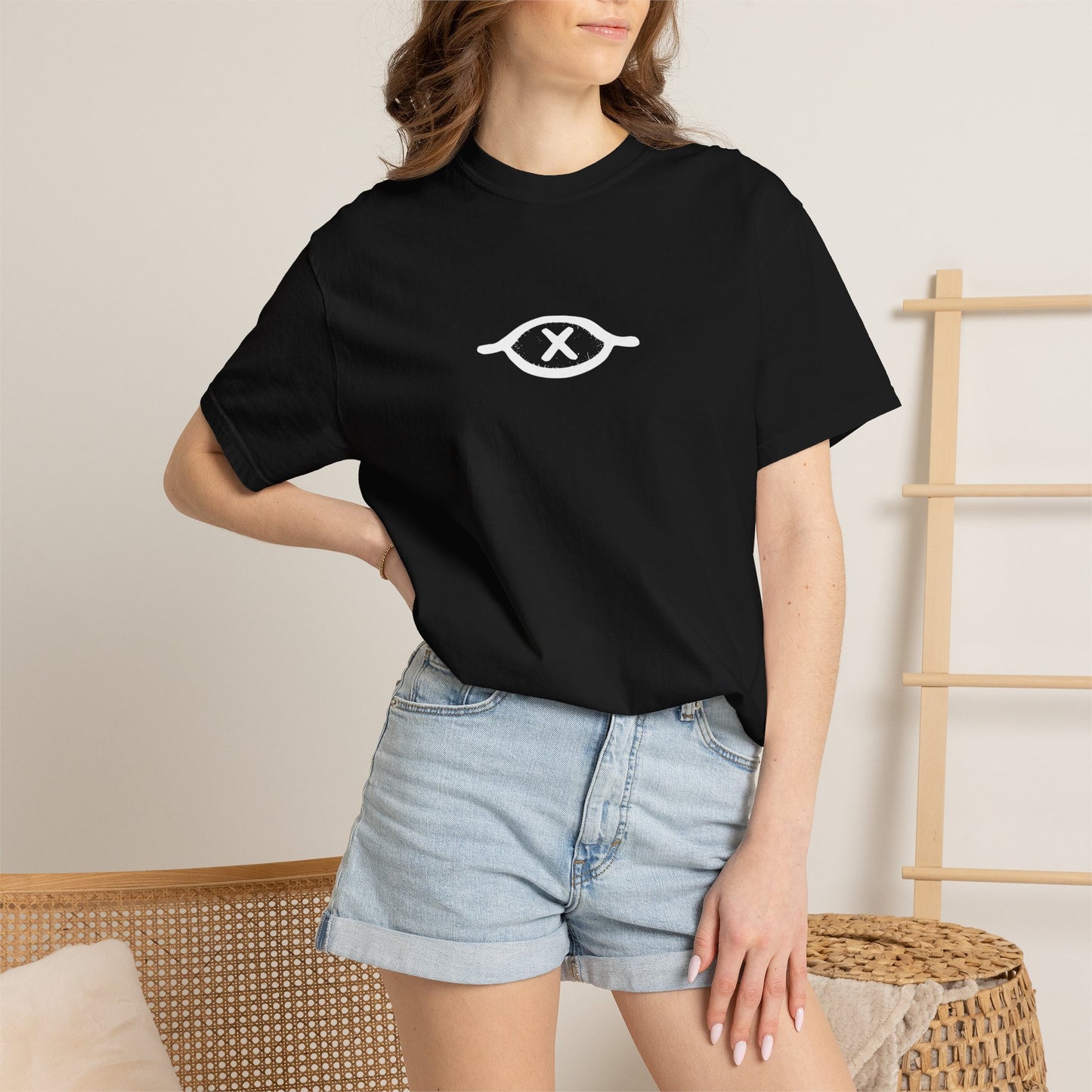 Minimalist Eye Logo T-Shirt — Black Graphic Tee