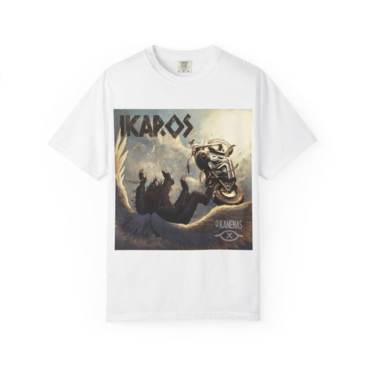 Ikaros Mythic Motorcycle T-Shirt — OKANEMAS Winged Rider Graphic Tee