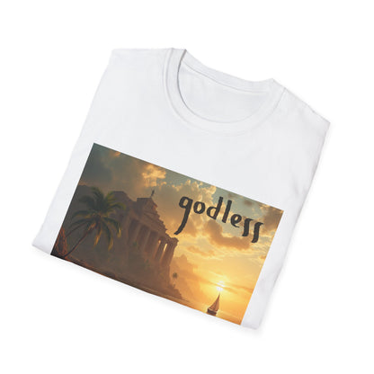 Godless Sunset Graphic T-Shirt — Vintage Beach Temple Design